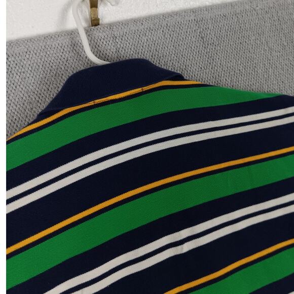 Polo Ralph Lauren Vintage Polo Shirt Men Medium Green/Blue Striped Luxury Preppy - Picture 8 of 11